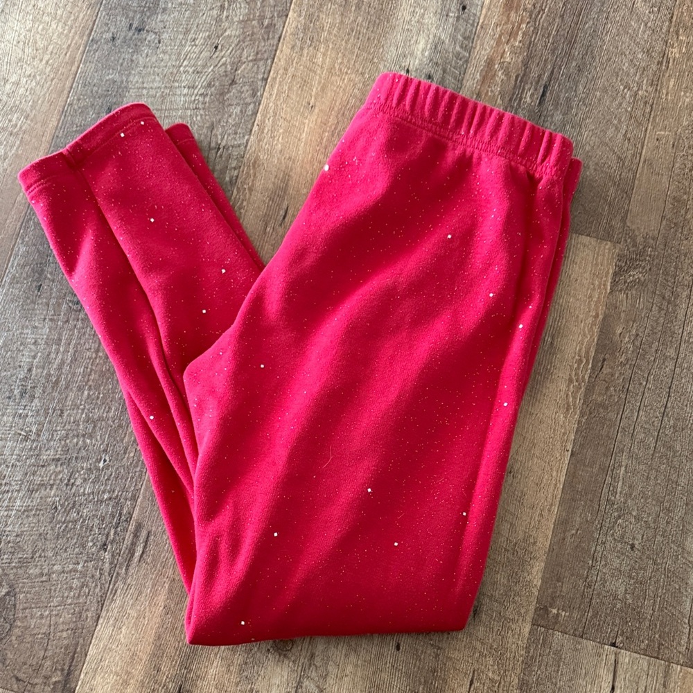 Lands' End Red Leggings with Silver Sparkle